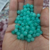 تصویر مهره جید سبز فیروزه ای سایز 6 سوراخ دار سنگ اصل طبیعی درجه یک 