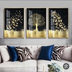 تصویر تابلو نقاشی، رنگ روغن ، تابلو سه تکه 