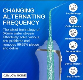 تصویر واترجت شست و شوی دهان و دندان Binefia با مخزن 300 میلی لیتری قابل حمل Cordless Water Dental Flosser for Teeth with 5 Modes, 2 in 1 Portable Oral Irrigator & Toothbrush with 6 Tips, 300ML, IPX7 Waterproof, USB Rechargeable Water Pick Teeth Cleaner for Braces & Bridges