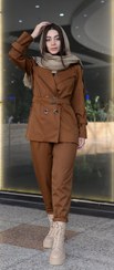 تصویر ست ترنج کت و شلوار ریچ کت قهوه ای کد (7103) Set of tangerine suit and rich brown coat