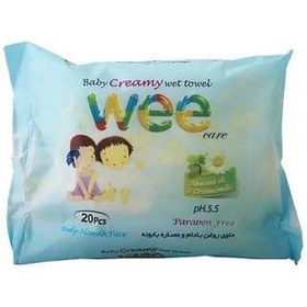 تصویر دستمال مرطوب کودک وی مدل Baby Creamy towel بسته 20 عددی ا Wee Baby Creamy Towel Wet Wipes For Kids 20pcs Wee Baby Creamy Towel Wet Wipes For Kids 20pcs
