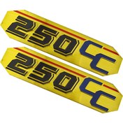 تصویر آرم قاب بغل موتورسیکلت فلزی چسبی 250 CC طلایی آرم قاب بغل موتور سیکلت هوندا فلزی چسبی 250 سی سی طلایی