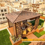 تصویر الاچیق چوب پلاست چهار شیب مدل کلاسیک (ابعاد3*3) 