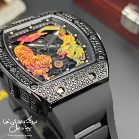 تصویر ساعت ریچارد میل ببر و اژدها مشکی بند مشکی RM 51-01 ساعت مچی ریچارد میل (Richard mille)