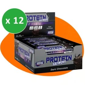 تصویر پروتئین بار سوپریم کرانچی شکلات تلخ بسته 24 عددی Protein bar crunchy dark chocolate muscle station 24 Pcs