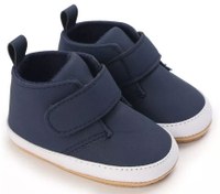 تصویر پاپوش نیم ساق استپ دار نوزادی مدل چسبی رنگ سرمه ای 