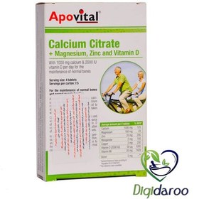 تصویر قرص كلسیم سیترات 30 عددی آپوویتال ا Apovital Calcium Citrate Tabs Apovital Calcium Citrate Tabs