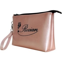 تصویر کیف آرایشی چرمی – صورتی صدفی 