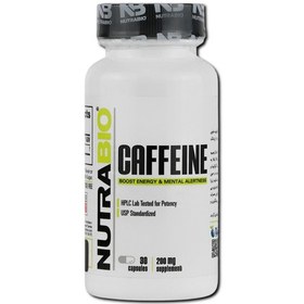 تصویر کافئین 30 عددی نوترابایو Caffeine 30 Capsule Nutra Bio