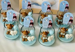 تصویر گیفت تدی دندونی تولد شمع جار 