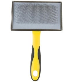 تصویر برس نرم و صاف زرد/نقره‌ای/مشکی مدل S برند gimborn Soft Slicker Brush Yellow/Silver/Black S