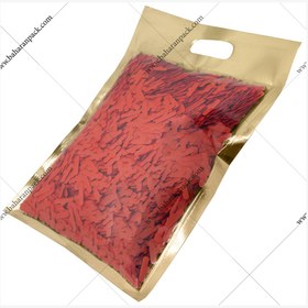 تصویر پاکت شفاف متالایز داخل طلایی سه طرف دوخت دسته دار 