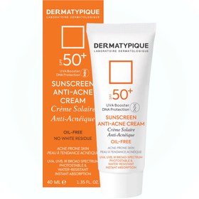 تصویر کرم ضدآفتاب بی رنگ پوست چرب و جوشی spf50 درماتیپیک ۴۰میل کرم ضدآفتاب بی رنگ پوست چرب و جوشی spf50 درماتیپیک