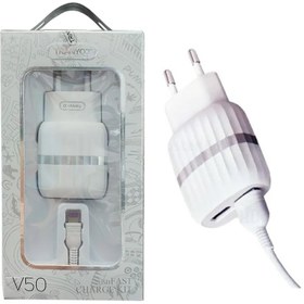 تصویر شارژر دیواری ترانیو مدل V50 به همراه کابل تبدیل MICRO USB TRANYOO V50 V8