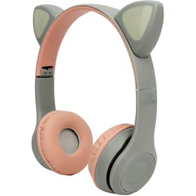 تصویر هدفون بلوتوثی مدل گربه ای p47m Bluetooth headphones cat model p47m