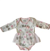 تصویر زیر دکمه دخترانه آستین بلند توری - سایز صفر Girls' Long Sleeve Bodysuit – Lace/Tulle