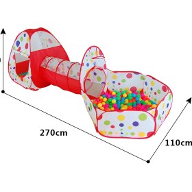 تصویر چادر بازی کودک سه تیکه با استخر توپ مدل AST410 
