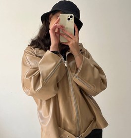 تصویر ترنچ کت چرم تابا زنانه بُردیس - سبز زیتونی 