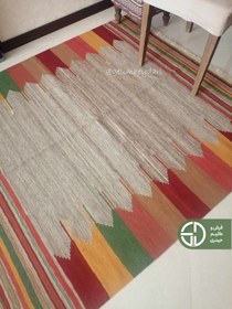 تصویر گلیم دستباف مدرن 2متری مدل قشقایی مربع کد 13931 Qashqai kilim