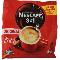 تصویر کافی میکس سه در یک نسکافه مدل اورجینال بسته 25 عددی Nescafe 3-in-1 coffee mix original model pack of 25 Pcs