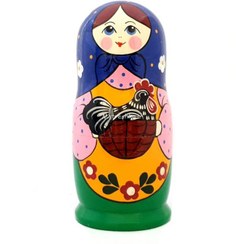 تصویر ماتروشکا 5 تایی سبز سبد خروس 