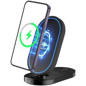 تصویر شارژر سریع3 کاره تاشو گرین لاین مدل GN3IN1FLDWC Green Lion 3In1 Foldable Bracket Wireless Charger