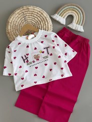 تصویر کراپ شلوار بچگانه مدل قلب سایز ۴۰ تا ۶۵ رنگ بنفش و سبز 