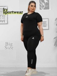 تصویر ست تیشرت شلوار سایز بزرگ ورزشی زنانه Reebok کد 001 Set of womens large size sports Tshirt pants Reebok code 001