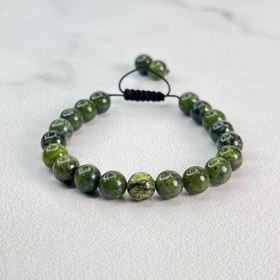 تصویر دستبند مهره گرد یشم 