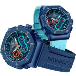 تصویر ست ساعت مچی نیوی فورس مدل NF8035BEBE با بند سیلیکونی مردانه و زنانه 