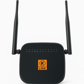 تصویر مودم ADSL کی-لینک مدل 124S با ۴ پورت شبکه و وای‌فای دو آنتنه 