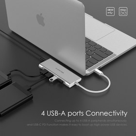 تصویر هاب شش پورت USB-C لنشن مدل C35 ا Lention USB-C to HDMI, USB and USB-C C35 Lention USB-C to HDMI, USB and USB-C C35