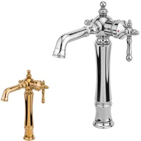 تصویر شیر روشویی پایه بلند قهرمان مدل نگین Ghahraman Basin Faucet Chrome Negin Model