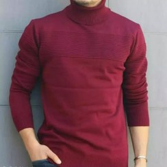 تصویر یقه اسکی طرح دار مردانه وارداتی - زرشکی / XL 