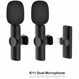 تصویر میکروفون یقه ای بی سیم مدل K11 دو میکروفون K11 Dual Wireless Microphone