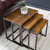 تصویر میز کنار مبلی چوب فلز مدل روناک Ronak model wood metal sofa side table