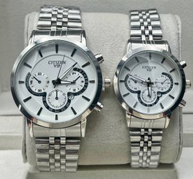 تصویر ست ساعت مچی سیتیزن VIP بند استیل صفحه مشکی 