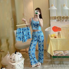 تصویر ست سه تیکه راحتی زنانه و دخترانه ladies 3pcs set home clothing