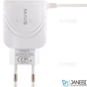 تصویر شارژر دیواری و کابل لایتنینگ باوین Bavin PC521Y Lightning Charger 