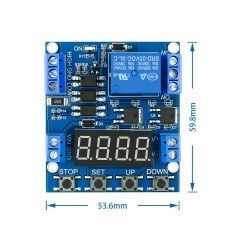 تصویر ماژول تایمر دیجیتال XY-J05 ولتاژ ۱۲ ولت با تریگر و نمایشگر سون سگمنت 
