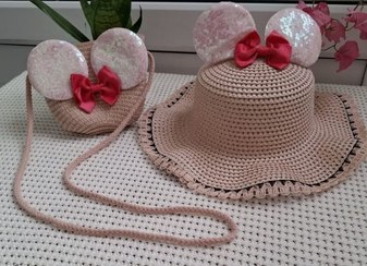 تصویر ست کیف کلاه کنفی ساحلی دخترانه 