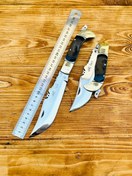 تصویر چاقو نیم غلاف استاد رشیدنیا دنده ای دو رنگ 