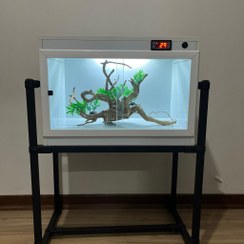 تصویر تراریوم خزنده بدنه PVC با درب شیشه ای ریلی و نور LED 