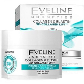 تصویر کرم ضد چروک قوی کلاژن و الاستین اولاین EVELINE COLLAGEN & ELASTIN 3D-COLLAGEN LIFT