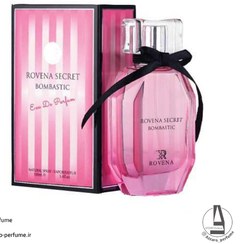 تصویر ادکلن زنانه روونا مدل سکرت بمباستیک رایحه ویکتوریا سکرت بمب شل حجم 100 میل Rovena women's cologne, bombastic model, Victoria's Secret bomb shell, 100 ml