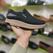 تصویر کفش طبی مردانه رنگ مشکی زیره دولایه کنترل فشار وزن، مناسب پیاده‌روی و ساعت‌های طولانی کد 2182 - 44 