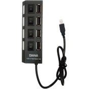 تصویر هاب 4 پورت USB 2.0 دیانا مدل fd56 