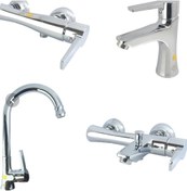 تصویر شیرآلات فانتزی فیروزه مدل پارمیس کروم رنگ ست کامل 