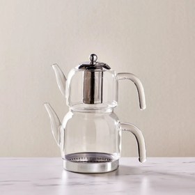 تصویر کتری و قوری شیشه کاراجا پانورا سایز بزرگ karaca panora Karaca çaydanlik