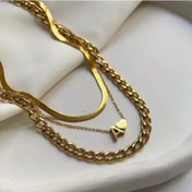 تصویر گردنبند 3 لاین زنانه کاتیر و ماری با حروف لاتین طلایی 